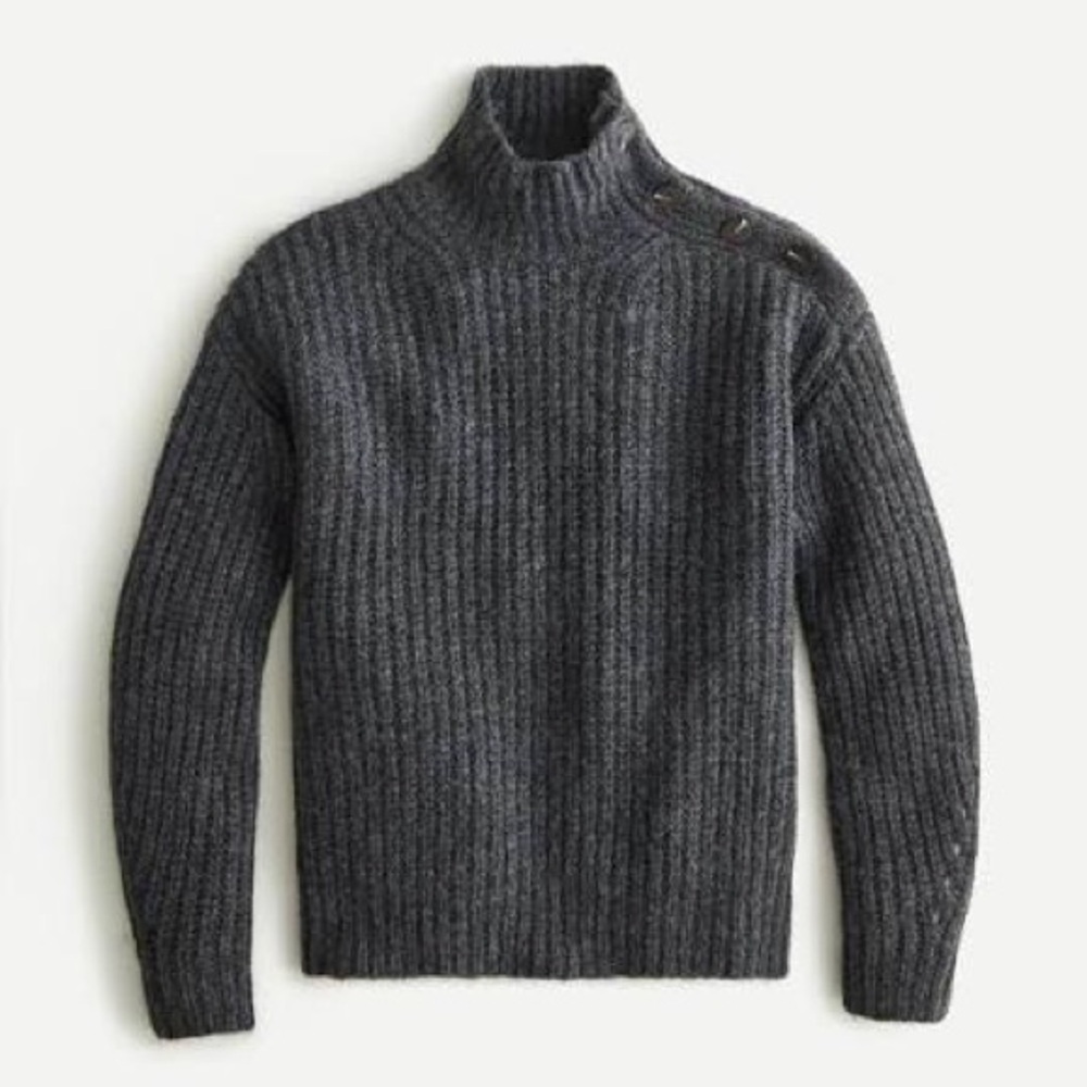 J.Crew Alpaca Blend Turtleneck Sweater with Shoulder Buttons